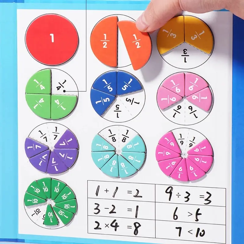 Magnetic Fraction Puzzles for Math Mastery Montessori Enlightenment with Fun Arithmetic Teaching Aid Cognitive Educational Toys fraction puzzles