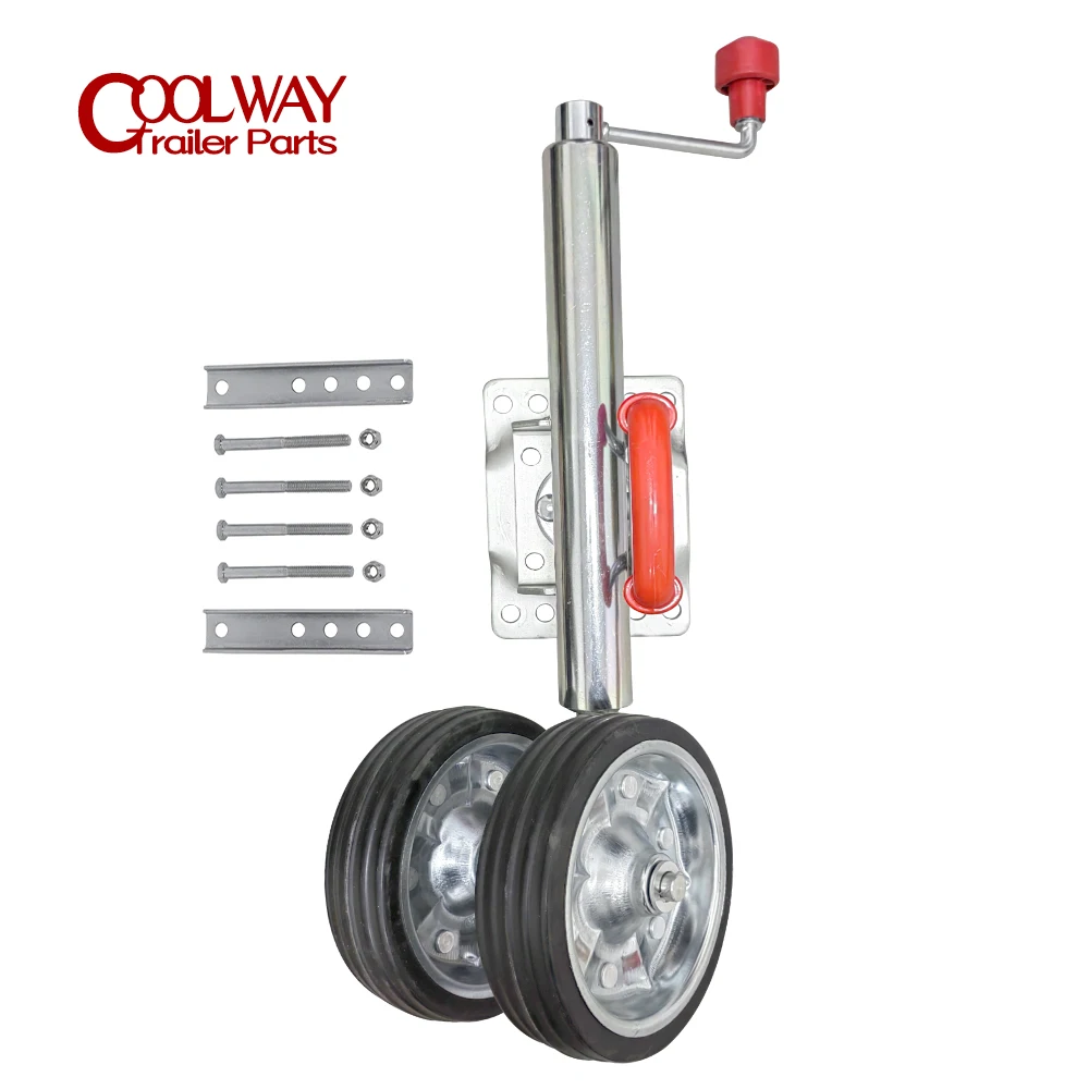 Double 8 Inch Jockey Wheel Swing Up Solid Rubber Wheel Capacity 1500