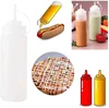 4pcs 8/12/16/24 oz Plastic Squeeze Squirt Condiment Squeeze Bottle with Twist On Cap Lids for Ketchup BBQ Sauces Paint Olive Oil 4