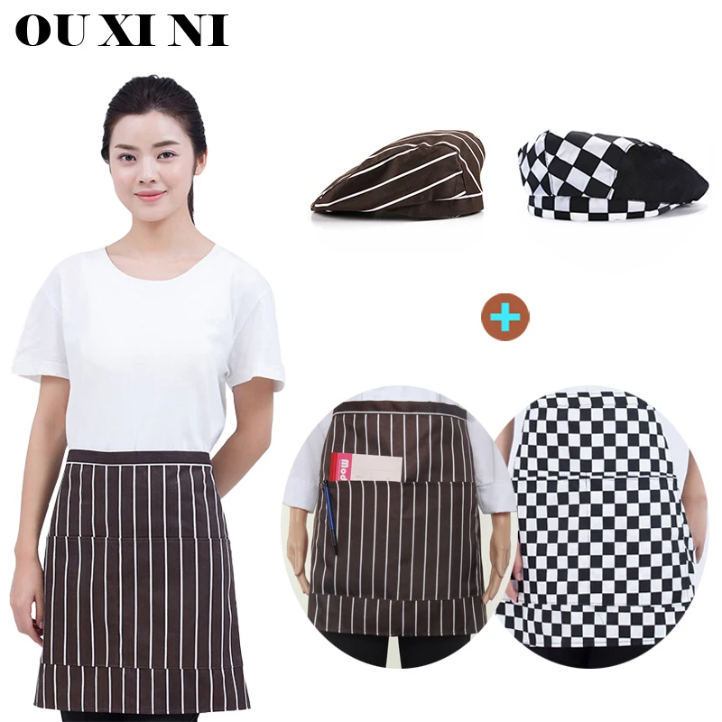 Kitchen Cook Apron Hotel Catering Cooking Apron Restaurant Woman Men Chef Half Body Short BBQ Bar Waiter Work Berets