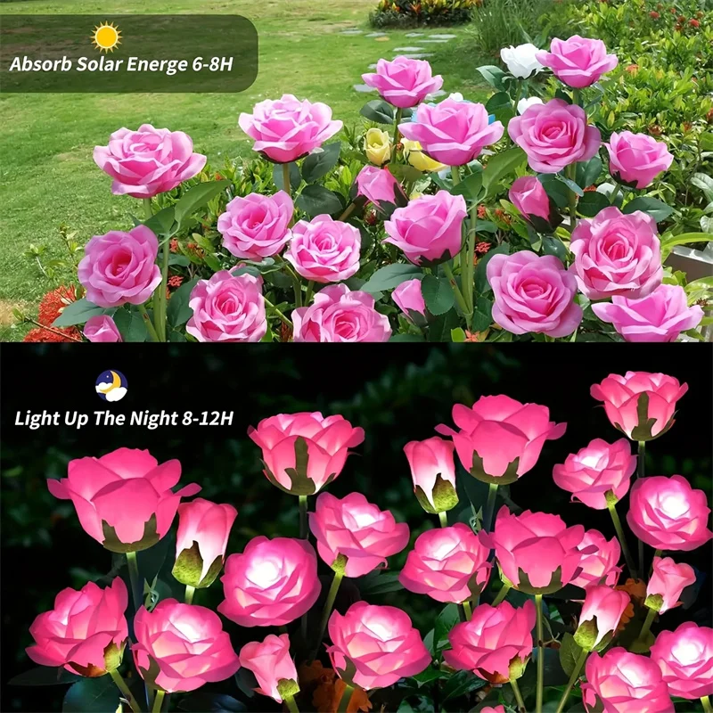 Decorative Solar Garden Rose Flower Lawn Lamp