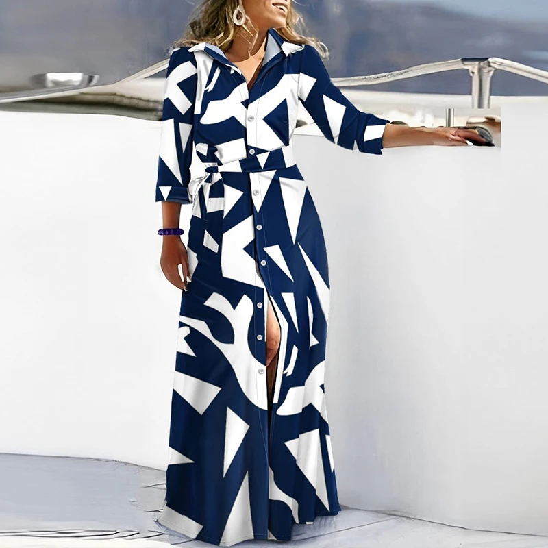 Amazon Vestidos De Rayas Largos Vestido Camisero Con Estampado A