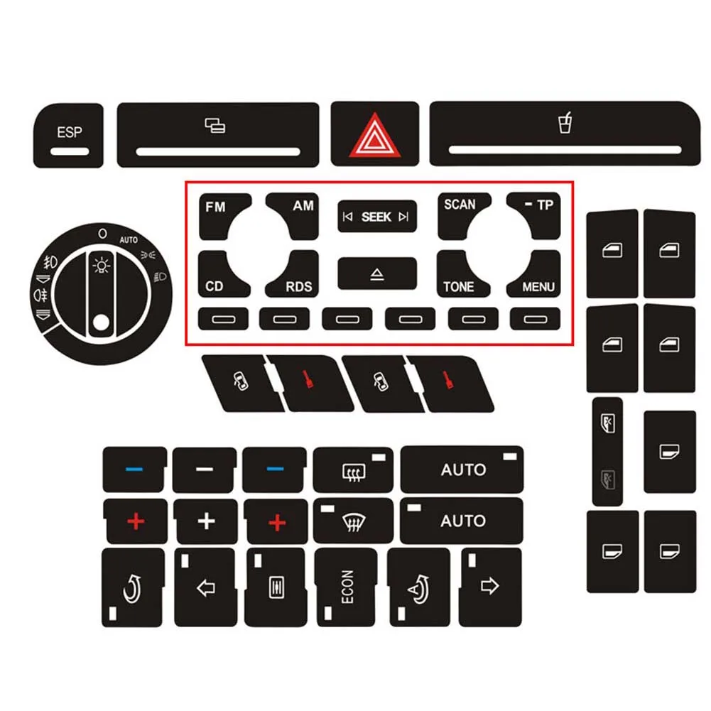 

Car Radio Clima ESP Headlight Button Repair Stickers Worn Knob Switch For Audi A4 B6 B7 Interior Accessories Car Styling
