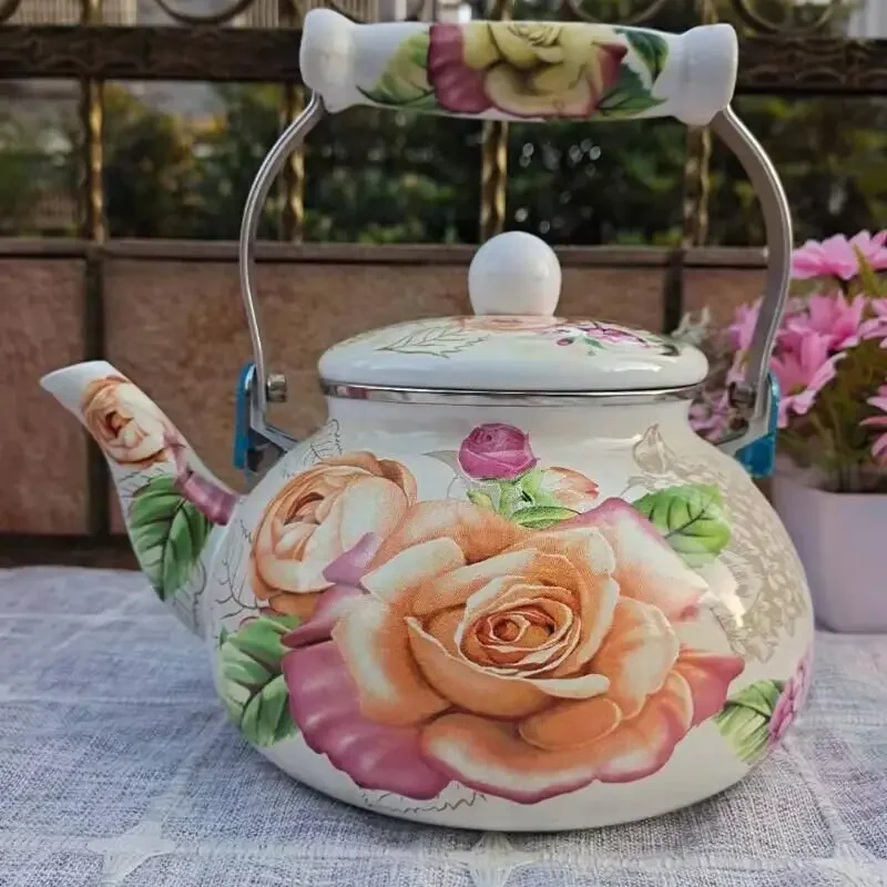 2.5L Thickened Enamel Teapot Household Kitchen Enamel Kettle Kettle Boiler Gas Induction Cooker Available