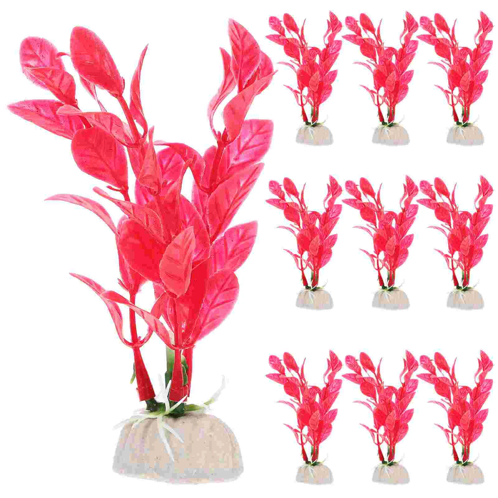 

10 Pcs Aquarium Ornaments Fish Tank Plant Decor Accessories Plastic Decorations Plants Realistic