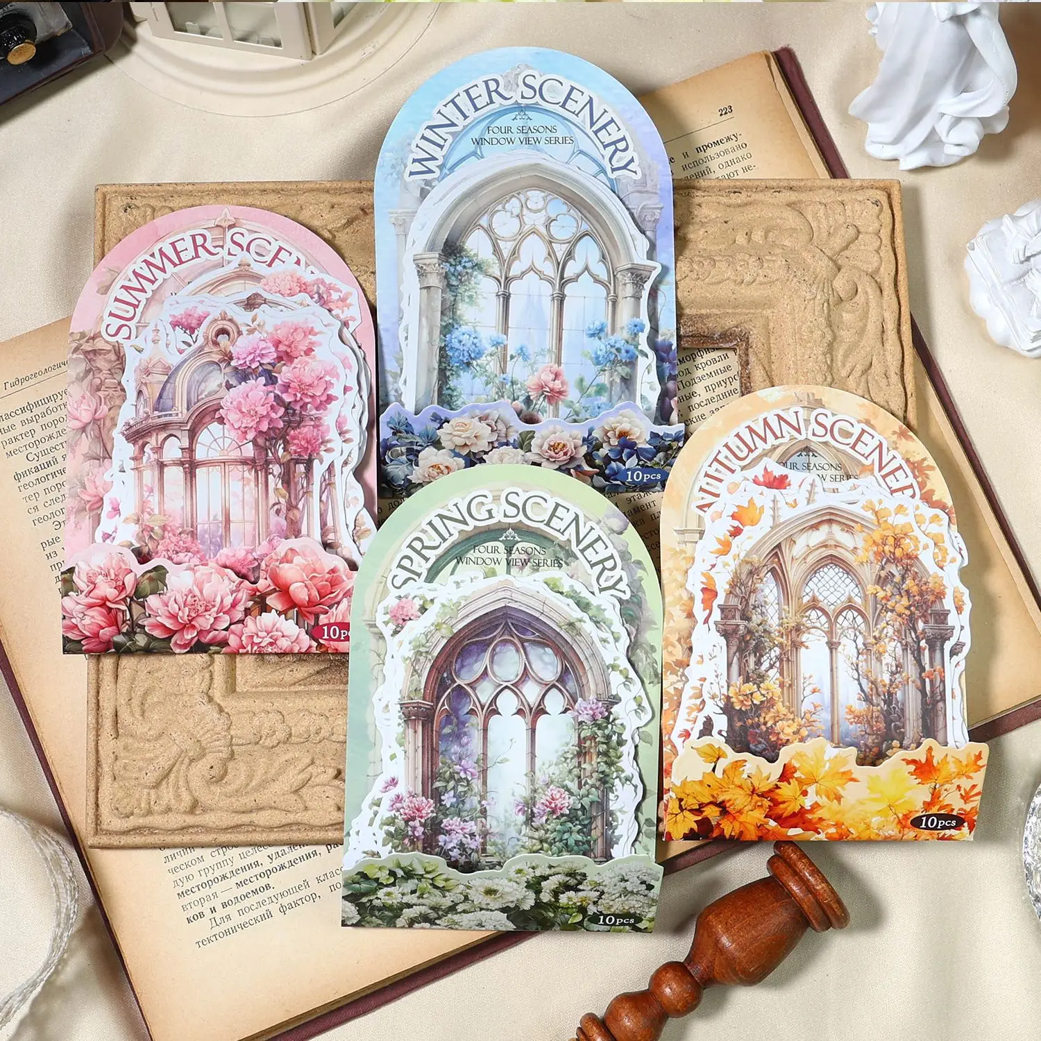 

10 Pcs/pack Four Season Windows Scenery Art Decorative Stickers