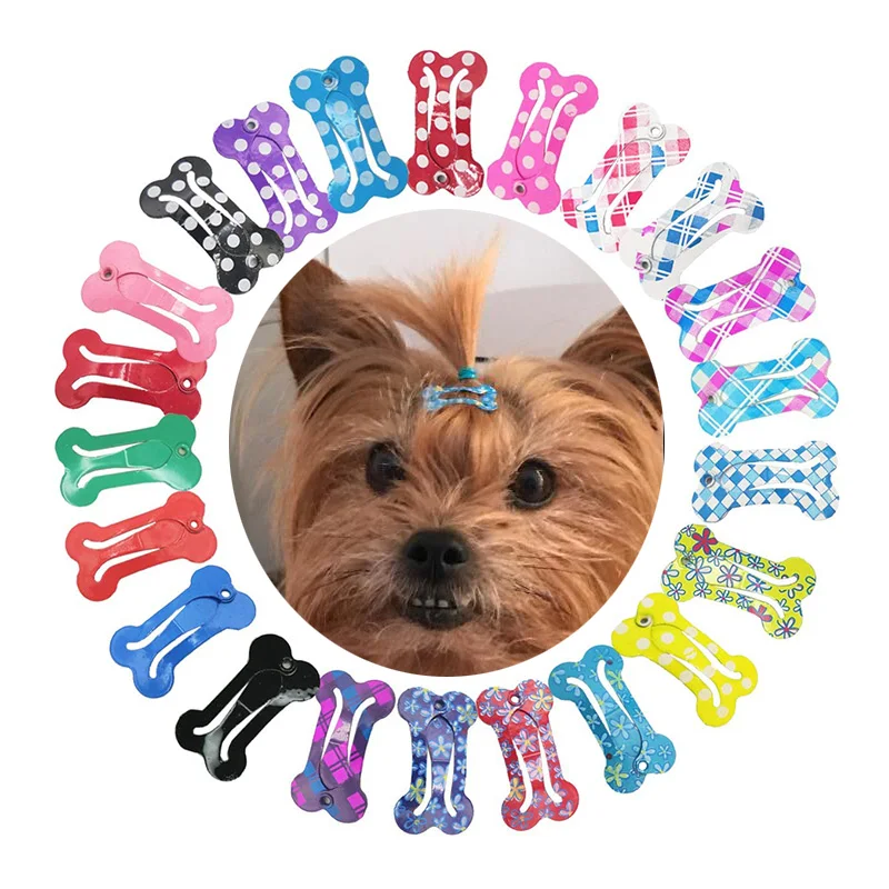 Title 24, 10Pcs Dog Hair Clips Mini Bone Shaped Puppy Hai...