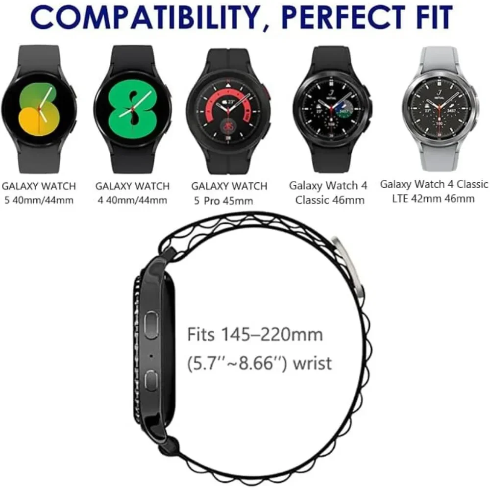 Nylon Loop Strap for Samsung Galaxy Watch7 6 5 4 44mm 40mm Classic 43/47mm Bracelet Watch5 Pro 4 Classic 42/46mm Sport 20mm Band