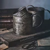 Retro Handle Cup Vase Drinkware Wrought Iron Flower Bucket Vintage English Printing Home Decor Gourmet Photography Props 1