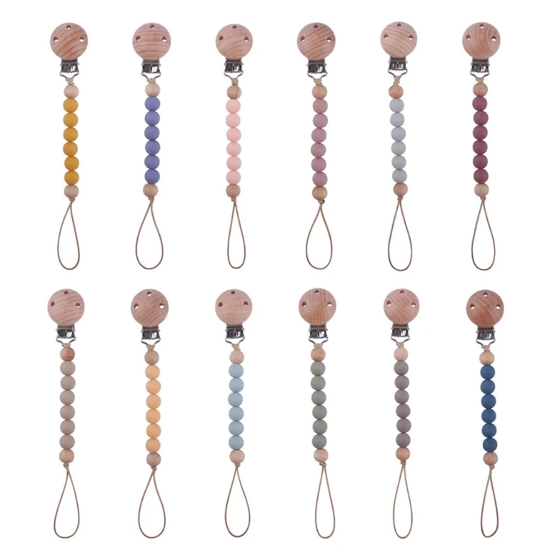 

Newborn Pacifier Clip Chain Silicone Beads DIY Nipple Soother Holder Baby Teething Chewing Chain