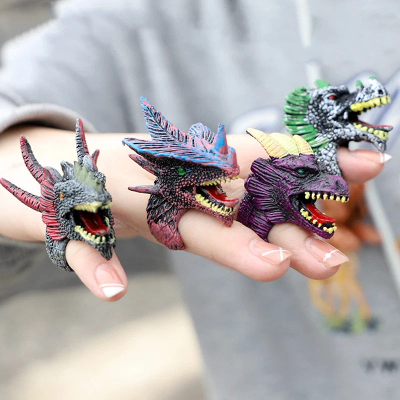 Children's Dinosaur Ring Science Education Toys Simulation Dinosaur Wildlife Birds Cognitive Model Ring Toy 6Pcs 1 Set