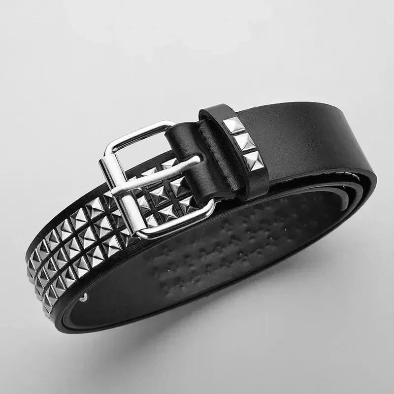 Heavy Metal Rivet Punk Belt - Y2K Industrial Gothic Belt with Studded Design for Jeans & Nightclub, Unisex Rock Style Accessory