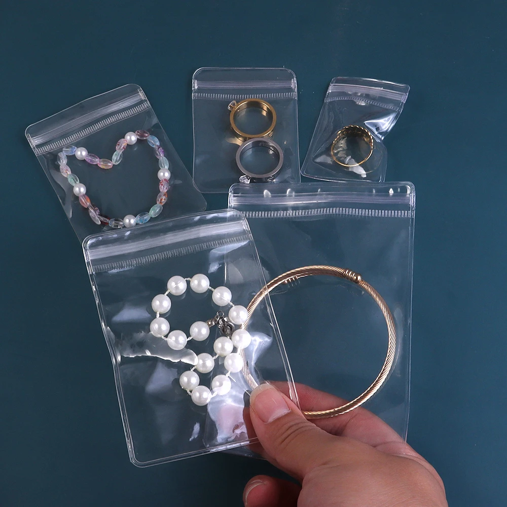 20pcs/lot Transparent PVC Self Sealing Plastic Bags Clear Zip Lock Pouches Jewelry Earrings Pendant Packaging Storage Bags