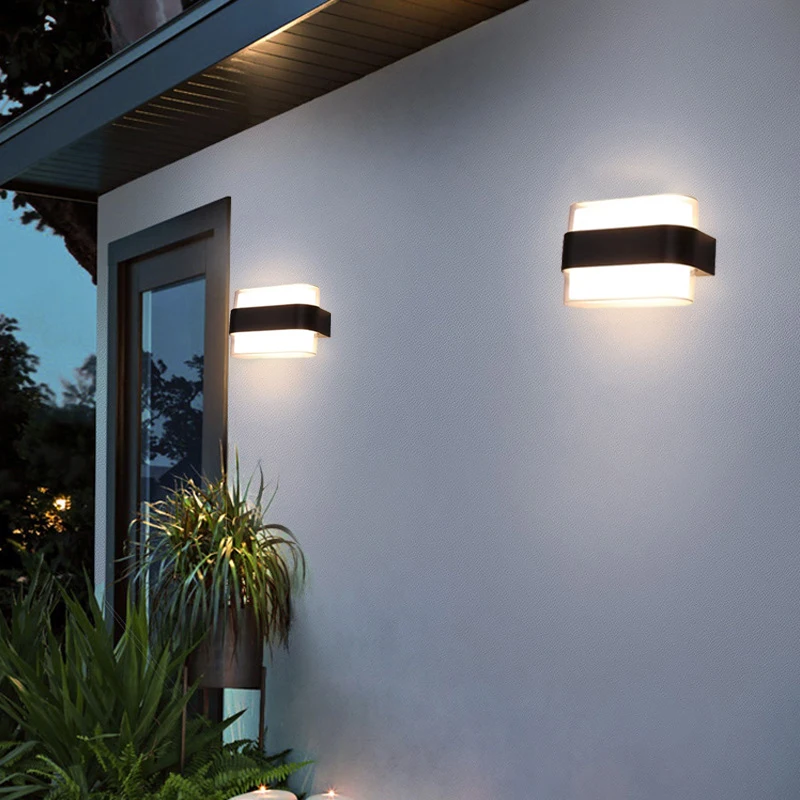 Outdoor LED Double Head Wall Lamp Waterproof Acrylic Square Wall Lamp Stair Aisle Simple Waterproof