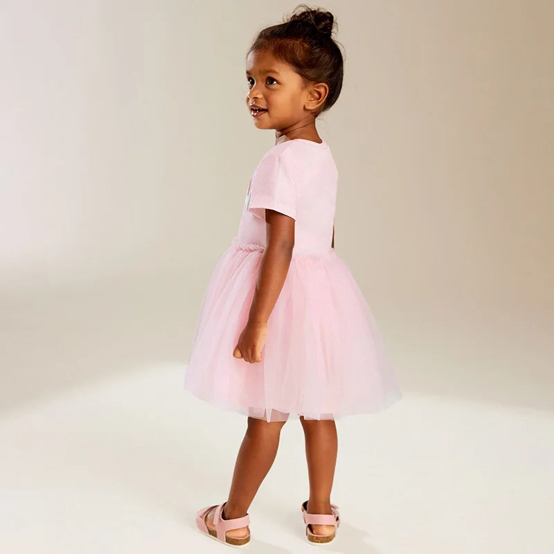 Children's Clothing Baby Girls 2025 Summer Embroidered Cartoon Casual Unicorns Dresses Pink Dresses Kids Clothes