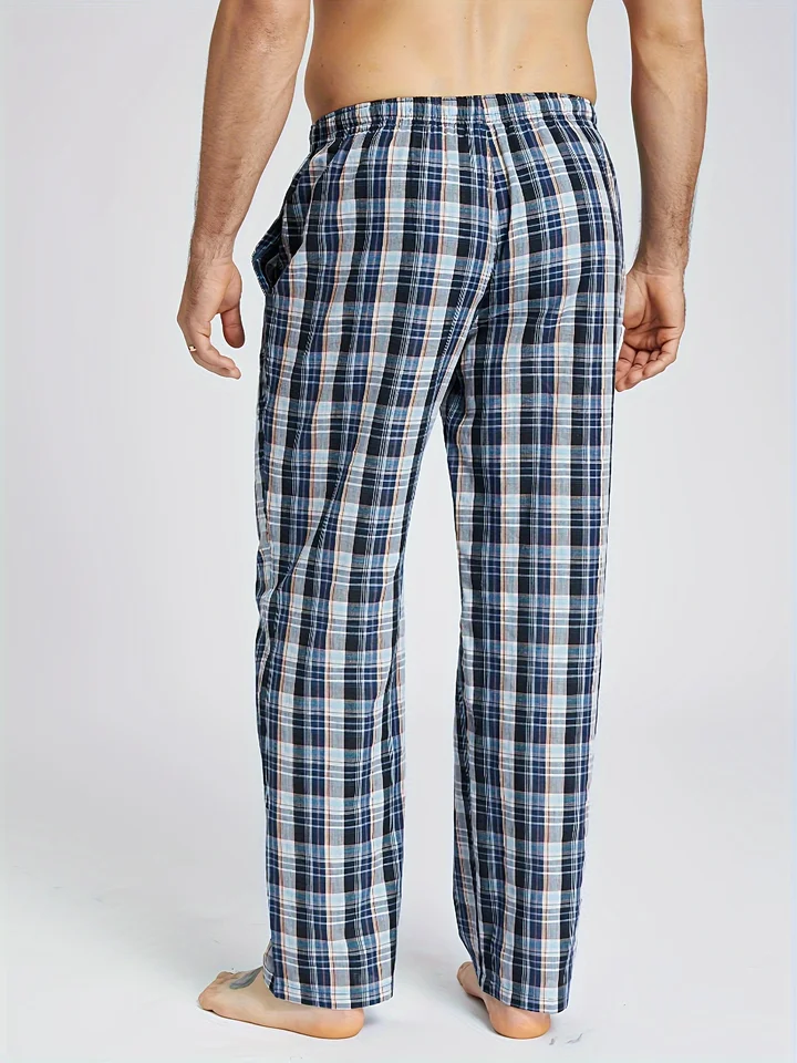 Confezione Da 3 Pantaloni Pigiama Da Uomo In Raso Di Seta, Motivo Scozzese E Righe, Con Tasche E Vita Elastica, Pantaloni Da Notte E Relax