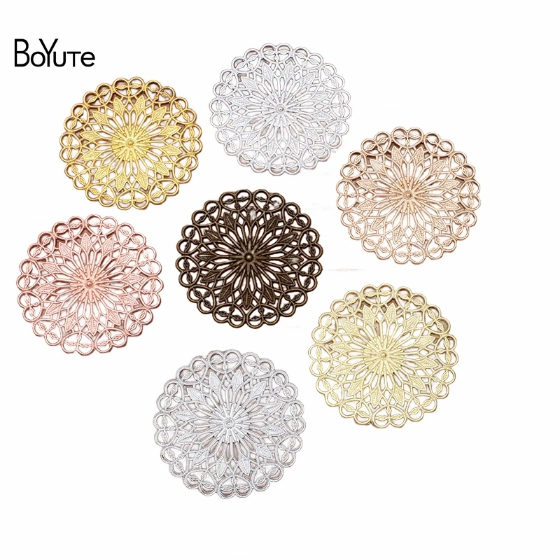 

BoYuTe (50 Pieces/Lot) 36MM Metal Brass Filigree Flower Materials Wholesale Vintage DIY Handmade Charms for Jewelry Making