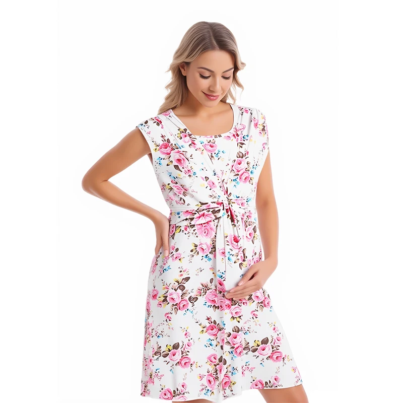 Breastfeeding Dress for Postpartum Women Sleeveless Maternity Clothes Beach Knee-Length Pregnant Women Dress Wear Summer 15 S0f91956ea9234b1689e0af153c6a9a50Z
