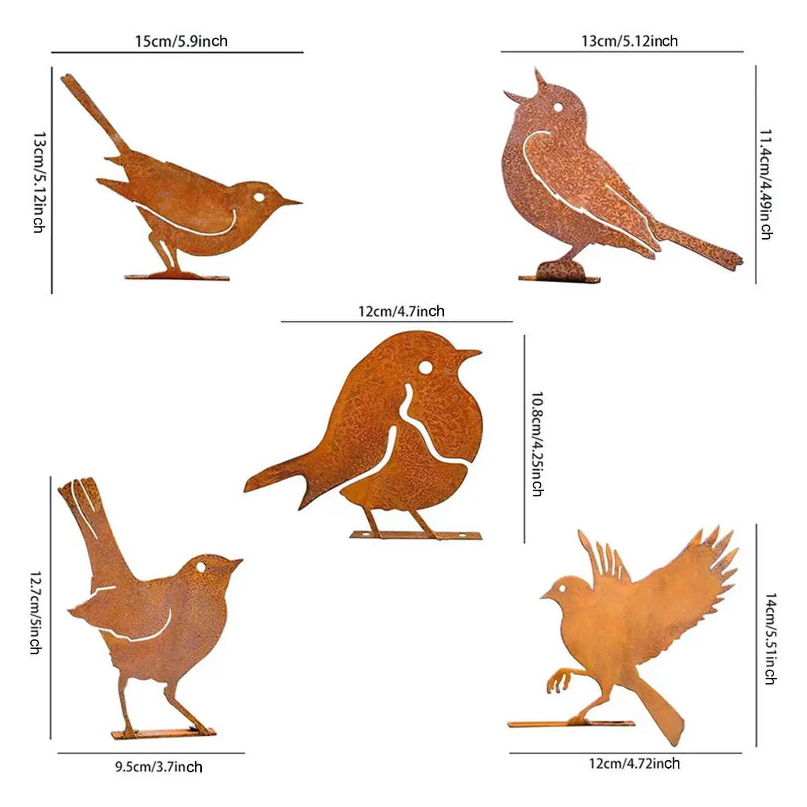 Iron Bird Decoration Bird Silhouette Ornaments Garden Gates 5 Pieces