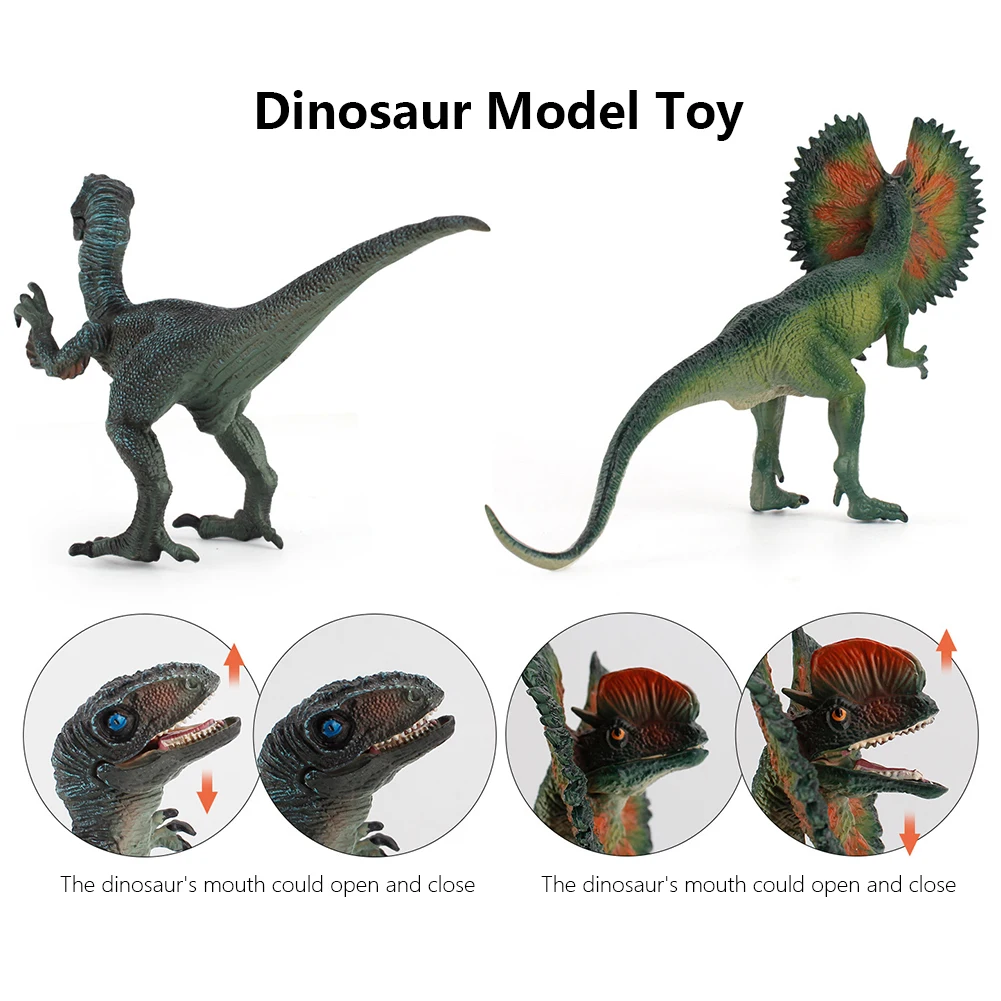 Dilophosaurus Dinosaur Toy Simulation PVC Action Figure Model Toys Raptor Dinosaurs Ornaments Educational Toys for Kids