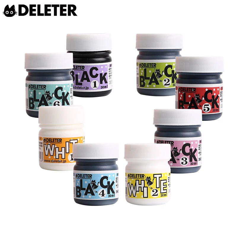 Japan deleter series waterproof ink / manga ink / white dip pen black correction fluid 30ml drawing tools art supplies
