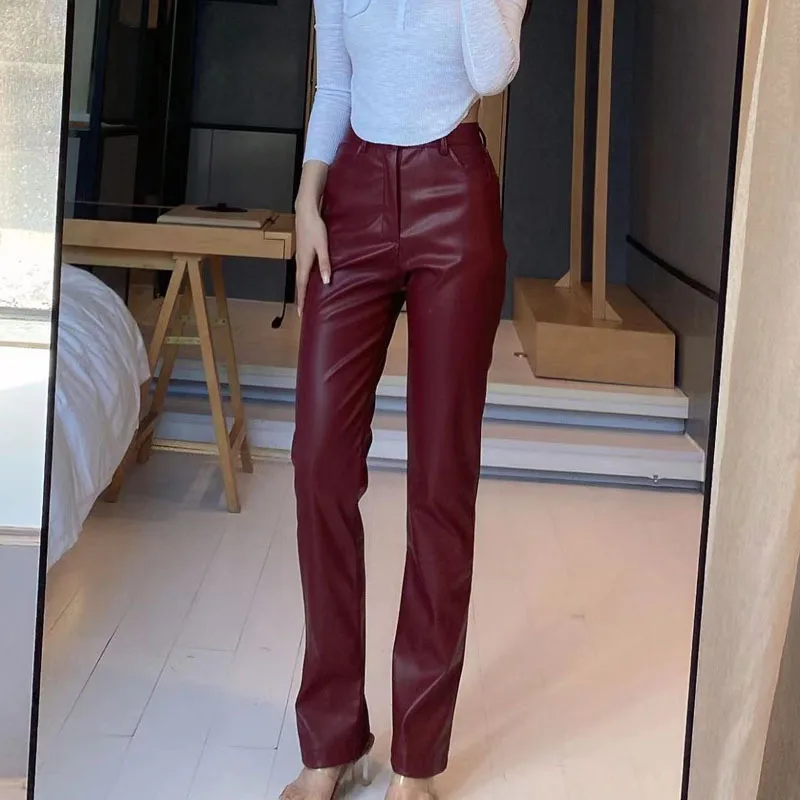 2023 Autumn and Winter Women\'s High Waist Button Pockets zipper Patchwork Straight Leg Casual Fashion Elegant Commuter Pants