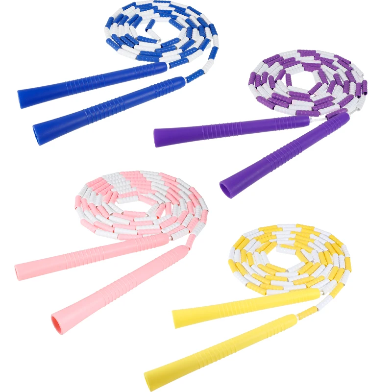 Soft Beaded Jump Rope Non-Slip Handle Adjustable Tangle-Free Segmented Fitness Skipping Rope