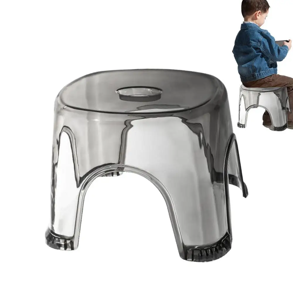 Non-Slip Transparent Shoe Change Stool Bathroom Bath Stool Multi-purpose Bench Toilet Thickened Plastic Low Stool for Bathroom