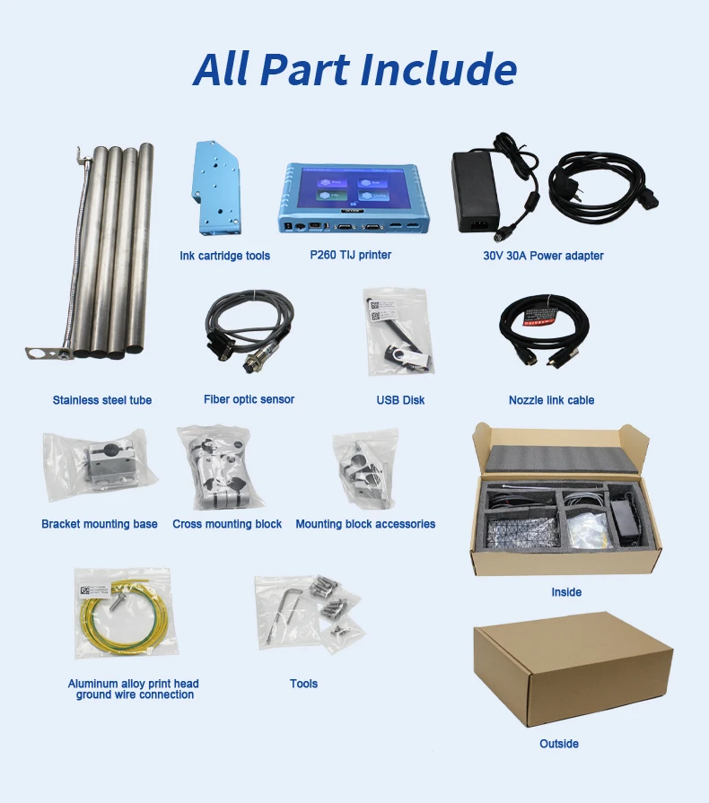 DC260E OnlineThermal Inkjet Printer 12.7/25.4mm 2 Nozzles Industrial TIJ Printer