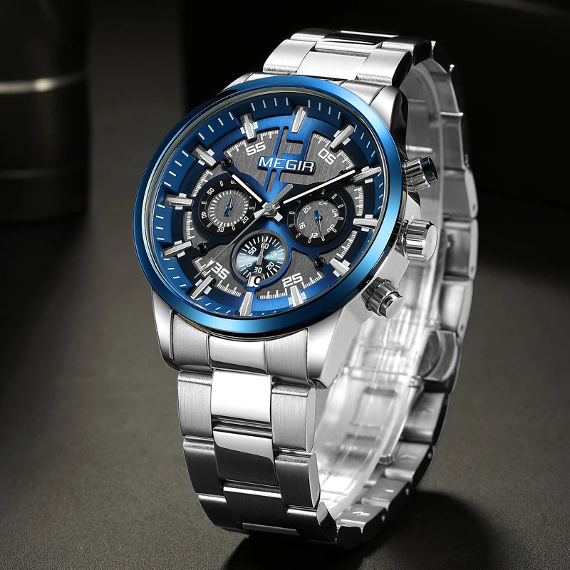 MEGIR Mens Watches Top Brand Luxury Waterproof Watch Men Fashion Casual Chronograph Military Quartz Wristwatch Relogio Masculino