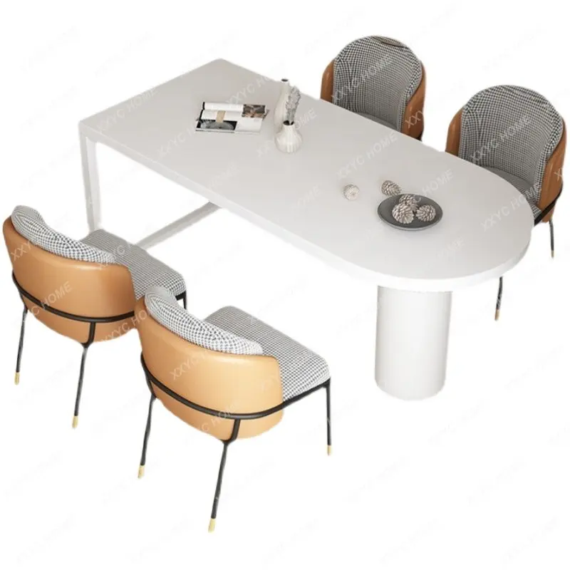 

Nordic Solid Wood Dining Table Household Restaurant Stone Plate Middle Island Table Simple Small Apartment Board Gameh