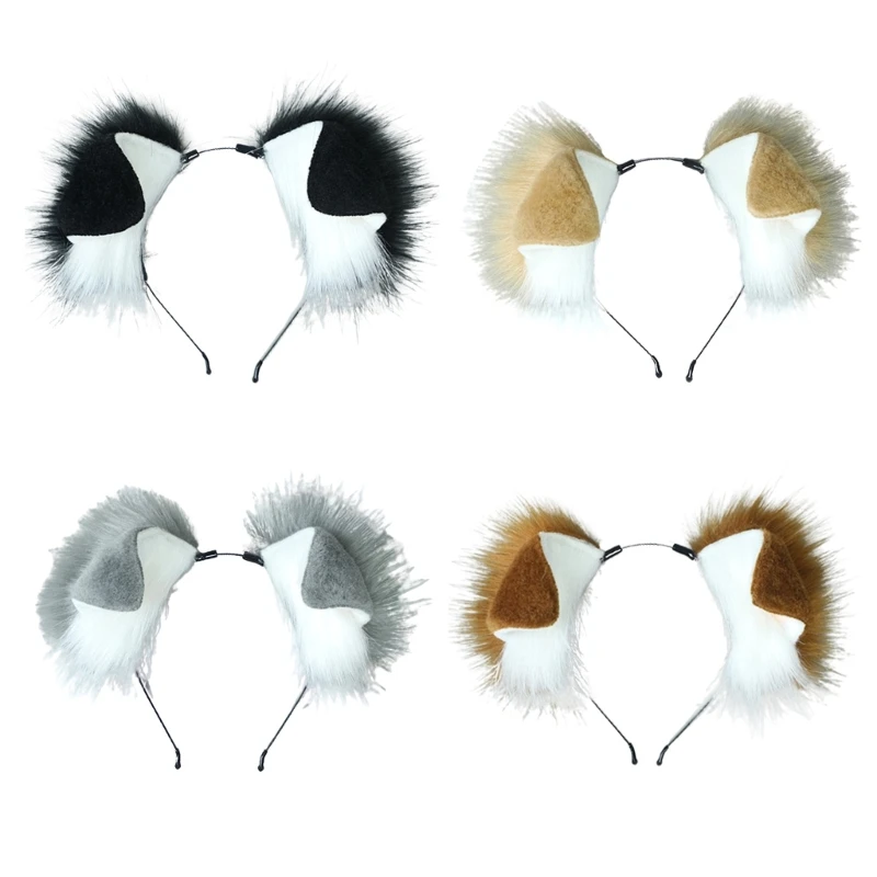 

Punk Style Anime Hairhoop Plush Dog Ears Headband Cosplay Costume Halloween Party Headdress Women Role Playing Headwear