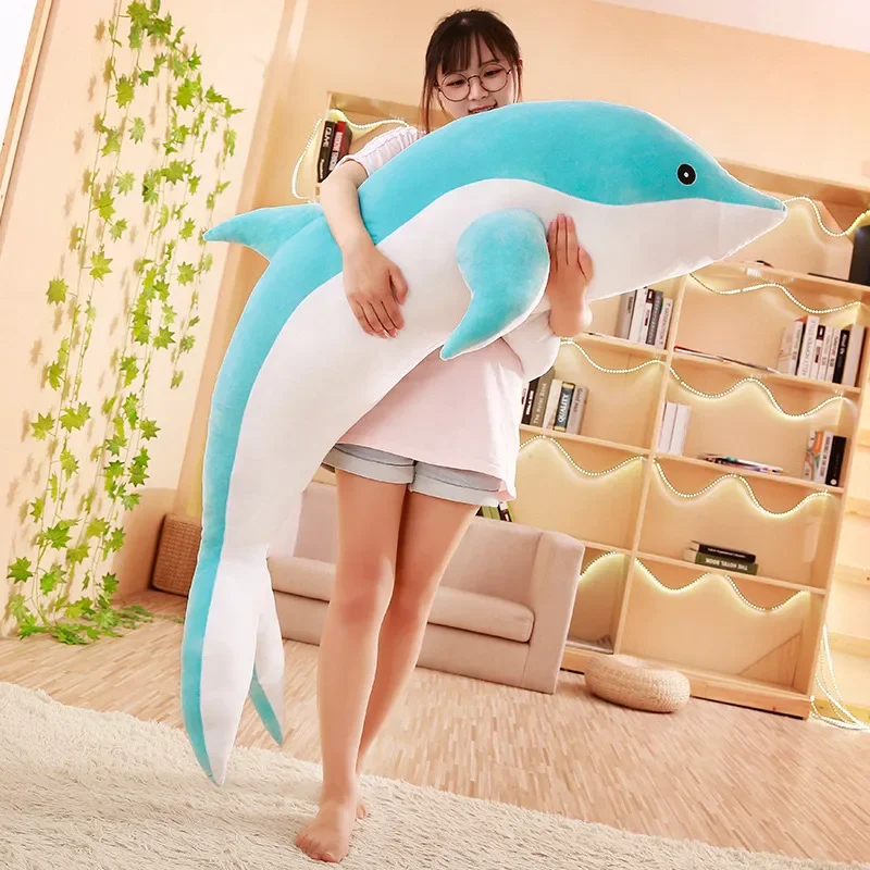 

Large Plush Dolphin Toy Skin Stuffed Sea Animal Dolphin Bean Bag Dolls Baby Sleeping Pillow Christmas Birthday Gift for Children