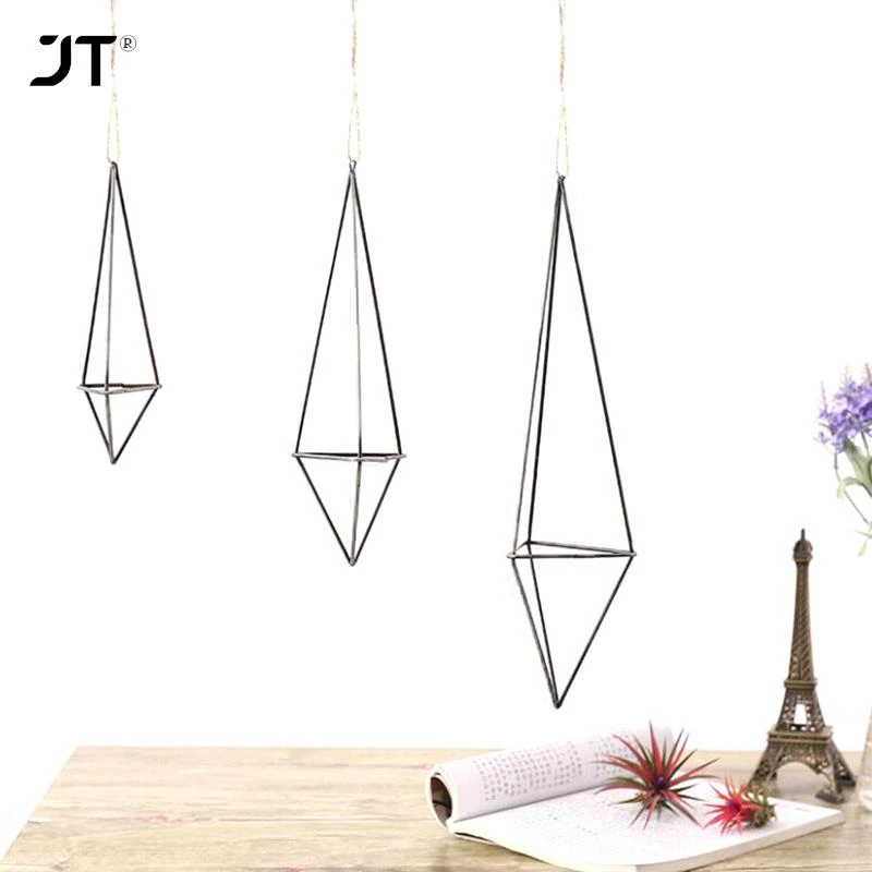 Metal Geometric Hanging Air Plant Holder Rack Air Pineapple Iron Hanging Support