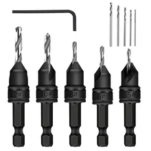 

11pc 2in1 Countersink Drill Bit With Allen Wrench HSS Drill Bits HCS Chamfer Hex Non Slip Handle Quick Release Screw Woodworking