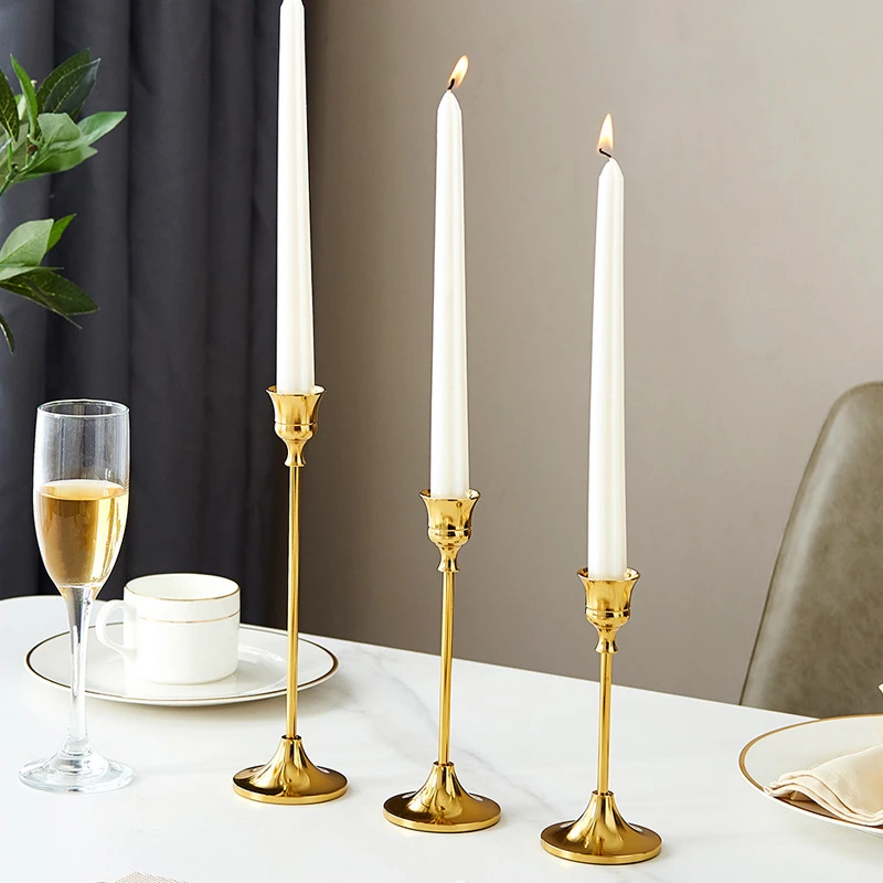 Candelabro de Metal para velas, candelabros modernos para Decoración de  mesa, boda, Iglesia y hogar, color dorado y negro| | - AliExpress