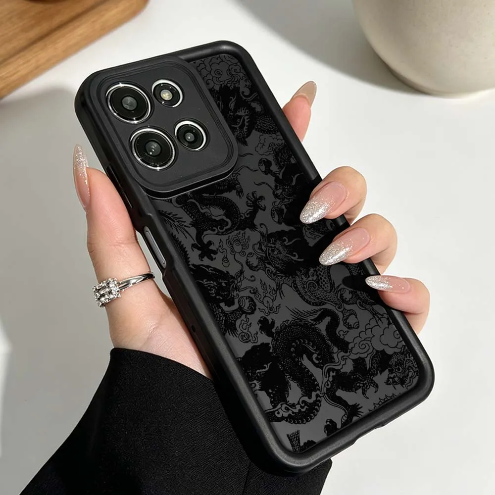 Luxurious Black Dragon Pattern Phone Case Cover