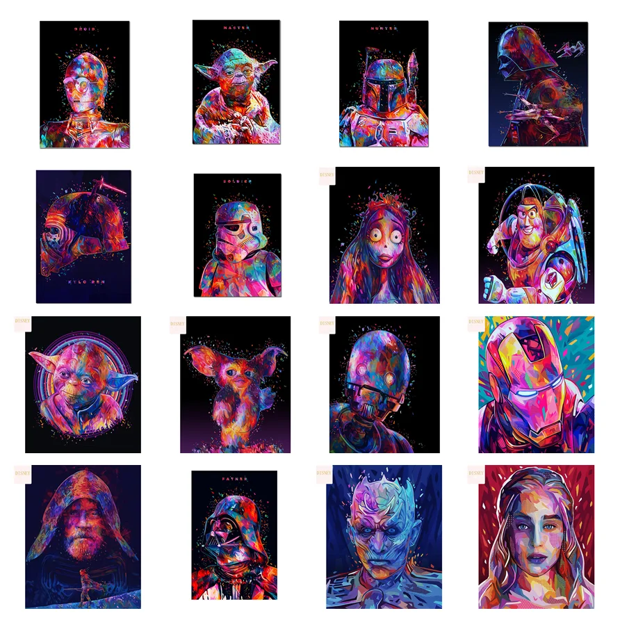 Oil Painting By Number Disney Doodle Cartoon Star Wars Darth Vader Yoda