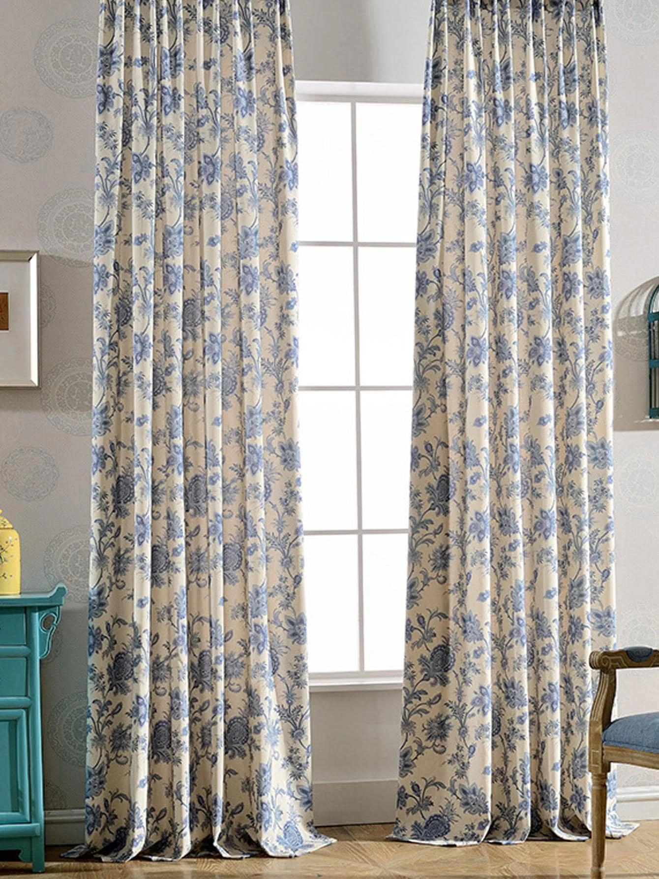 Modern-Blue-Floral-Curtains-1PC-Curtains-for-Living-Room-Bedroom