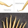 New 6PCS False Eyelash Tweezers Set For Fake Fan Lashes Extensions Planting Eyebrow Clip Eyelashes Tongs Makeup Nail Tools Kit 2