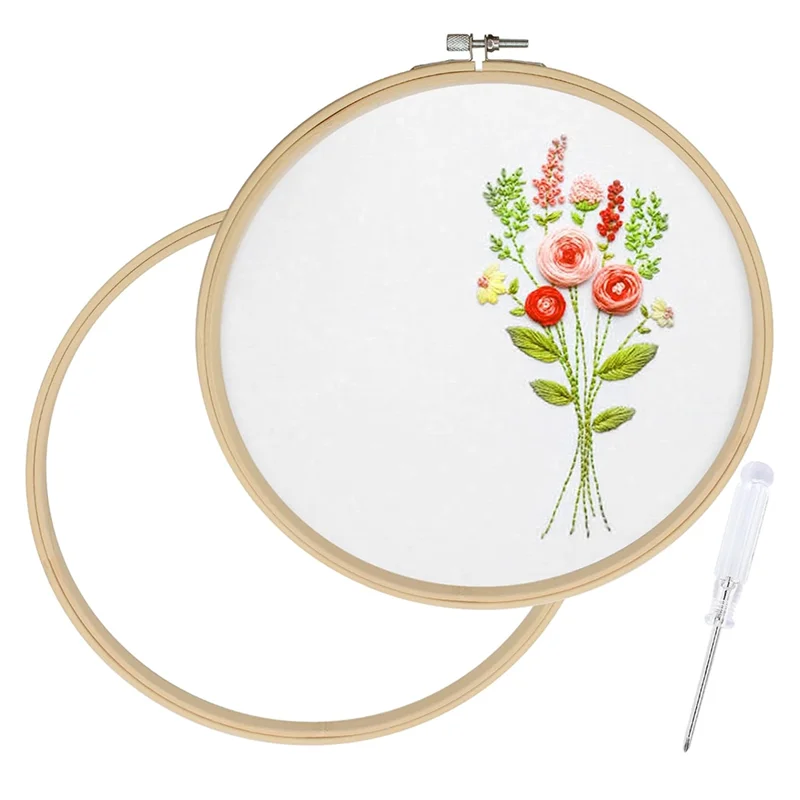 2 Pieces Embroidery Hoops, Round Wooden Embroidery Hoops, Wooden Frames For Arts Crafts Sewing