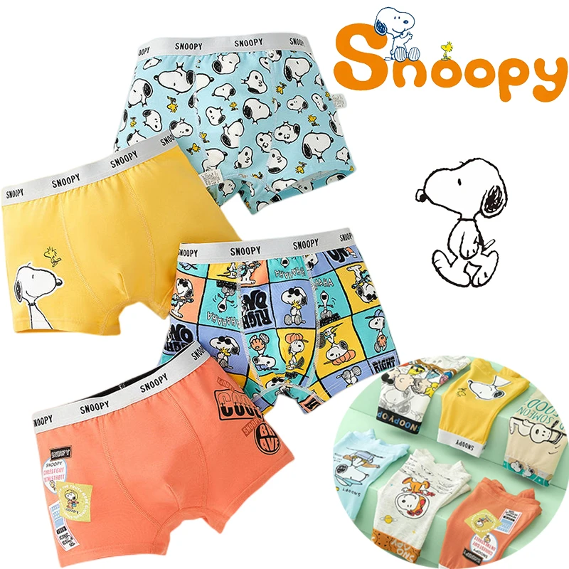 Snoopy interior de algodón con estampado dibujos animados para niños, bóxer de Anime, pantalones regalo| - AliExpress