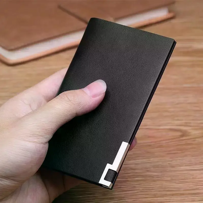 Elegante portafoglio da uomo con innovativo slot per schede, orientamento verticale-orizzontale, porta documenti per studenti - immagine 4