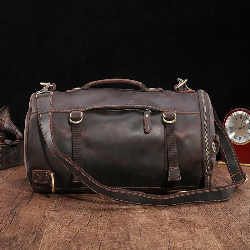 Luufan Unique Design Leather Backpack For Men Vintage Crazy Horse Leather Bucket Daypack Large Male Travel Bag Male Backpacks 5