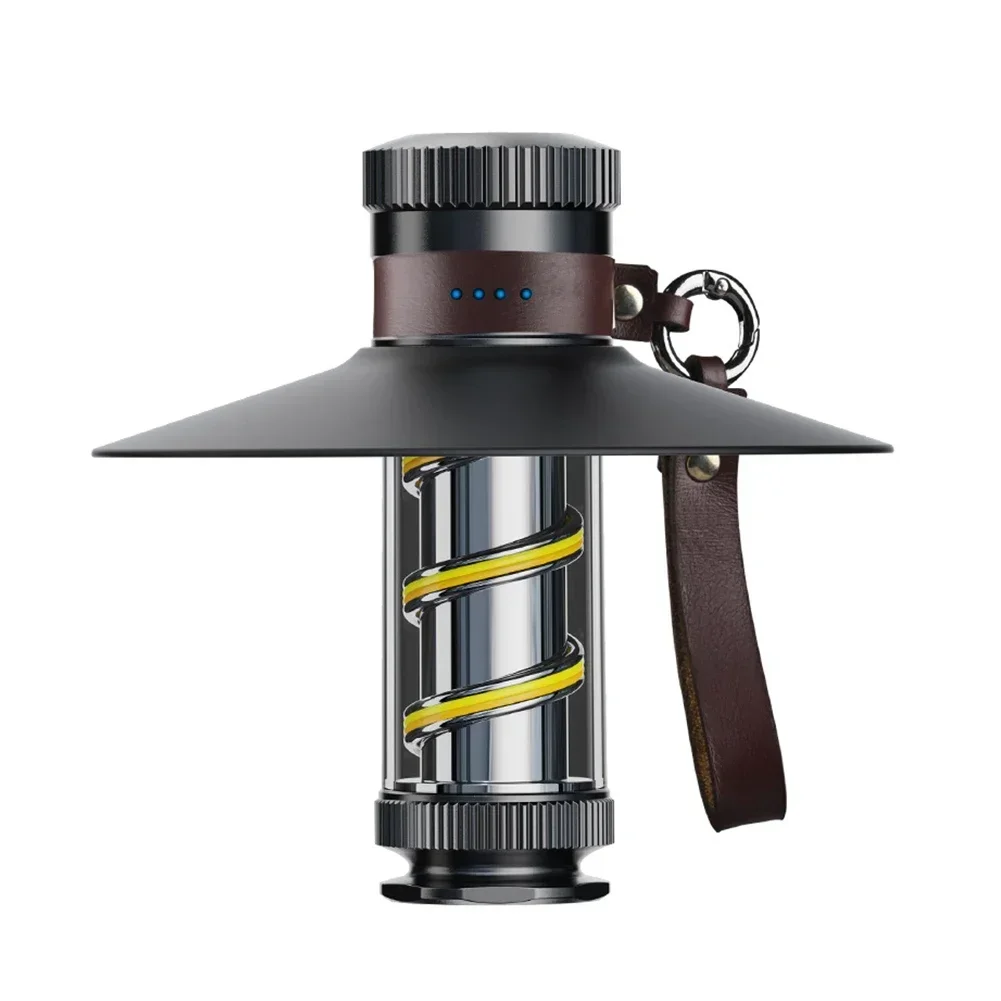 COB Outdoor Tent Lights Torch Dimmable Waterproof Type-C Charging Emergency Lamp for Fishing Hiking Brass Camping Flashlight