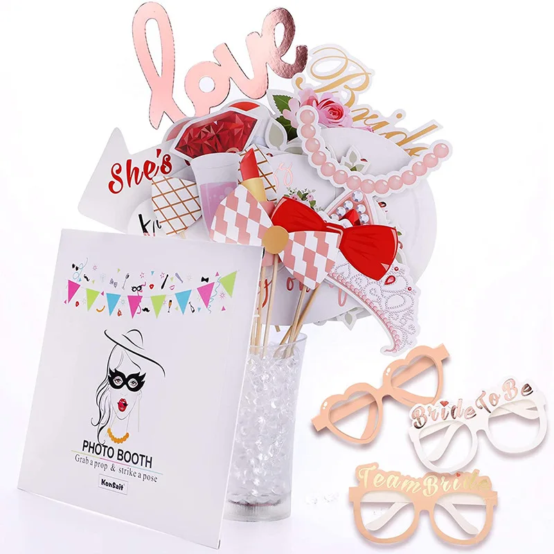 23pcs/set Team Bride to Be Paper Photo Booth Props Mask Photobooth Bachelorette Party Bridal Shower Wedding Decoration Supplies