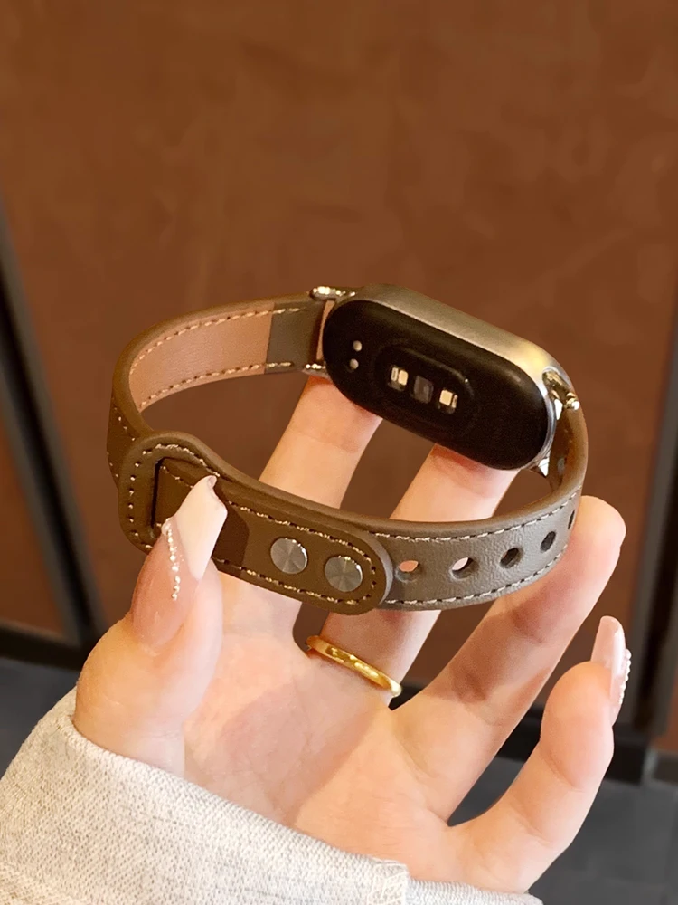 Sleek Leather Strap for Mi Band - Wrist Slim Bracelet Replacement