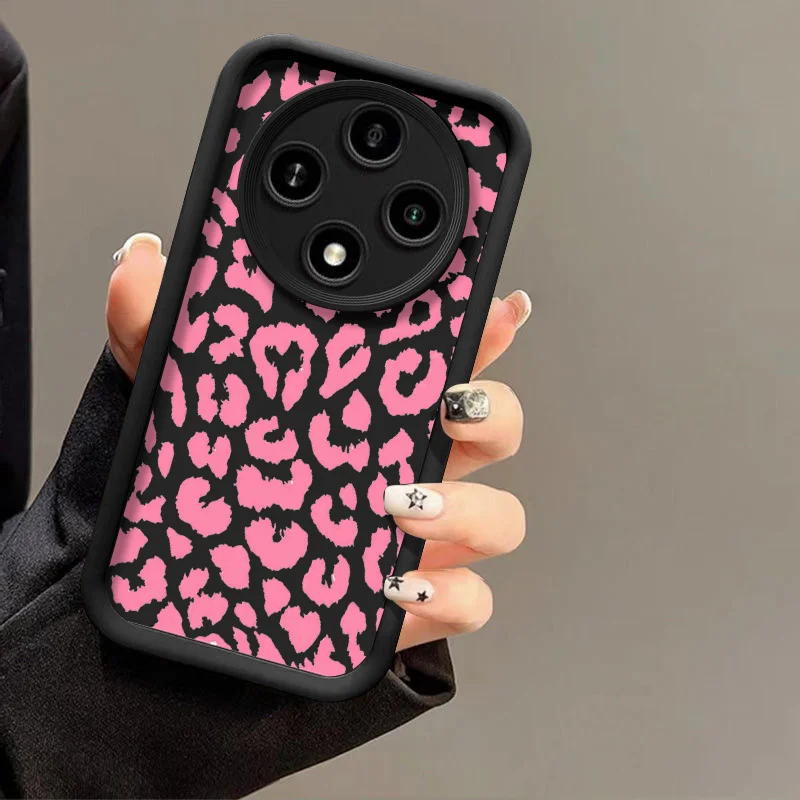 Elegant Full Screen Pink Leopard Print Phone Case - Soft Silicone Cover