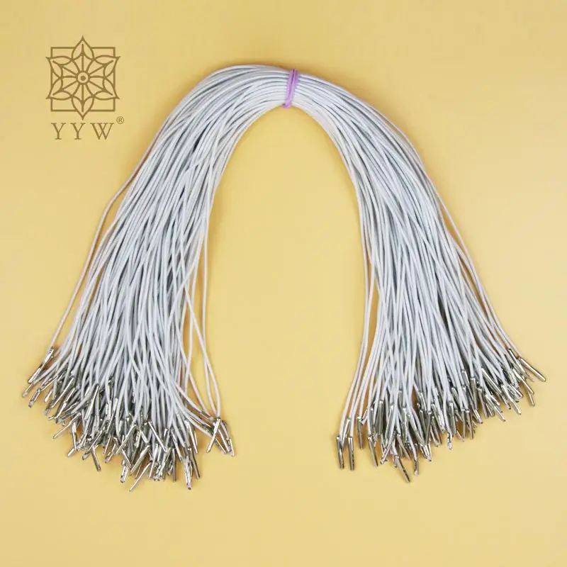 100pcs/Lot 1.20mm Iron White Cord Elastic Thread Length Approx 36 Cm For Strap String Cordon Shoelace Sewing Jewelry Accessories