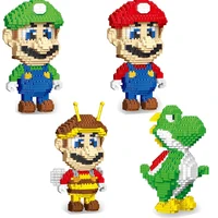 Anime Mario Building Blocks Figures Luigi Yoshi Cartoon Small Particles Assembled Block Model Dolls Toys Children Gifts 1